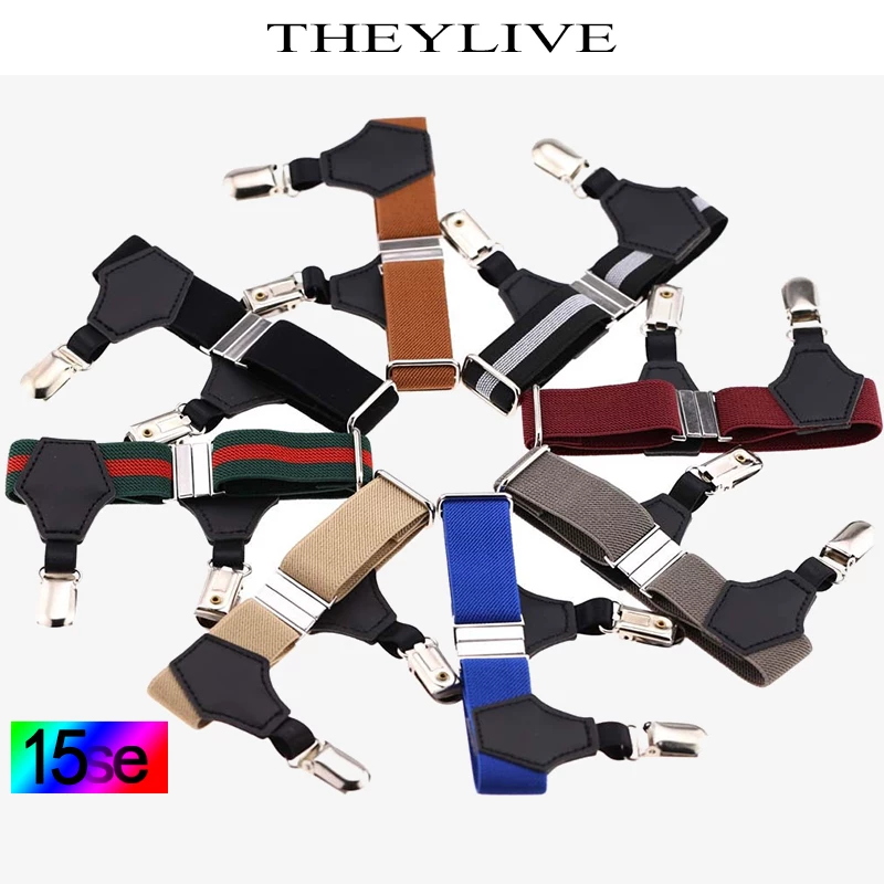 THEYLIVE Men's cotton sock clips, garter belt suit formal accessories, double-ended duckbill buckle cotton sock clips, 1 pair