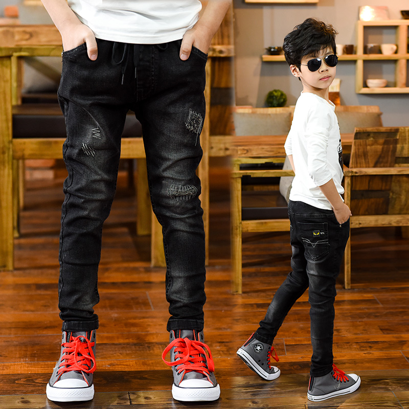 Boys jeans autumn 2021 spring and autumn children's clothing Children's clothing children's pants small feet boys trendy handsome black