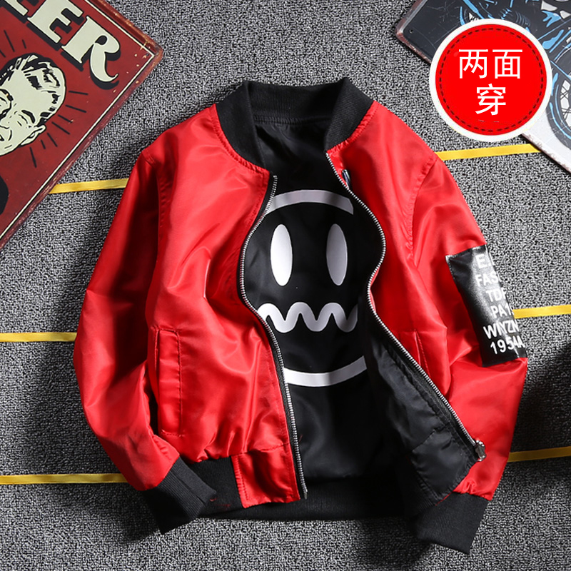 Boys 'jackets Medium and large children's jackets Autumn red baseball suits on both sides Boys' stormtroopers spring and autumn tops