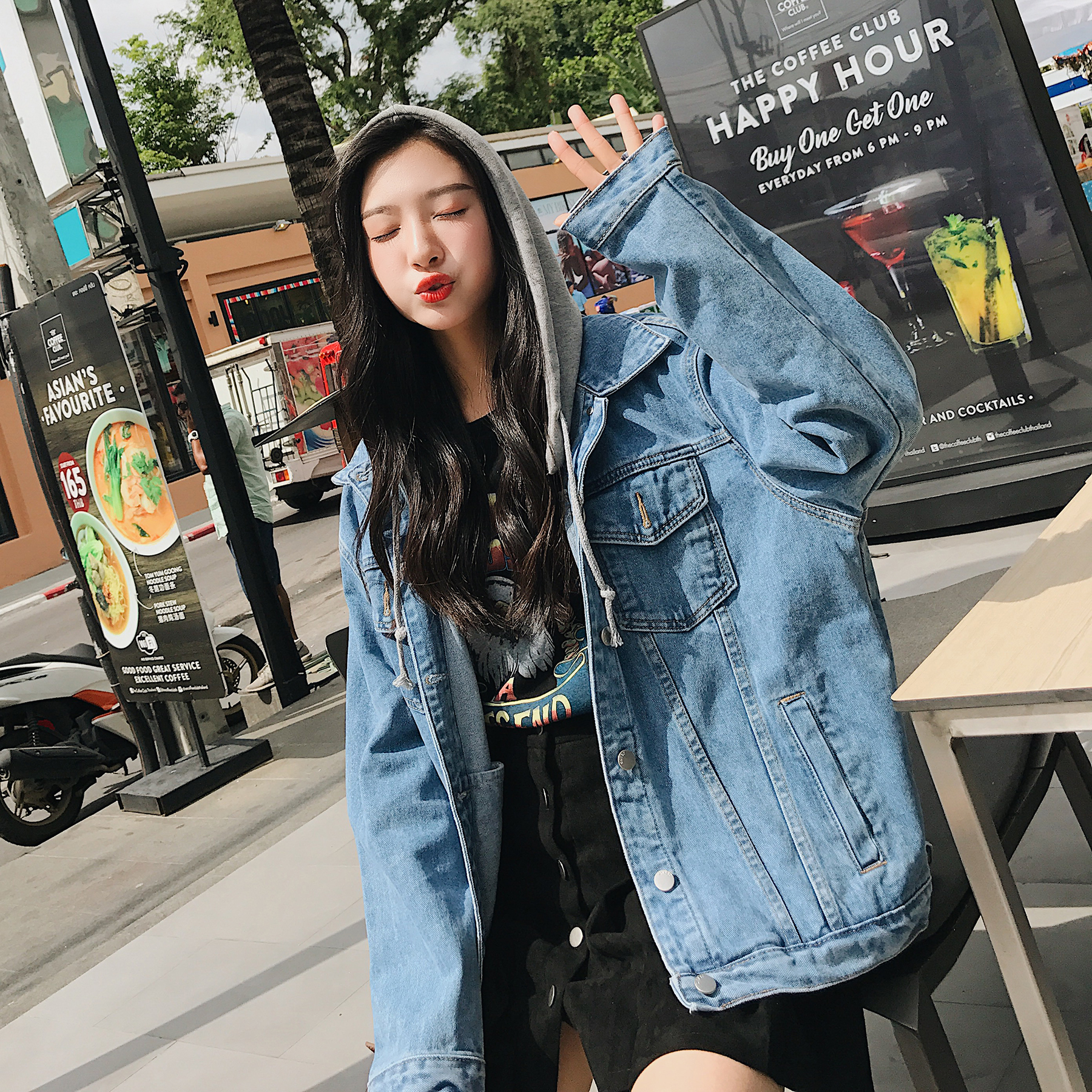 2018 Vent Hong Court Kong Femme Des Veste Printemps Lâche Denim 45n0q