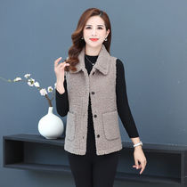 2021 autumn and winter new imitation fur integrated waistcoat middle aged mother female imitation lamb fur waistcoat big code vest jacket