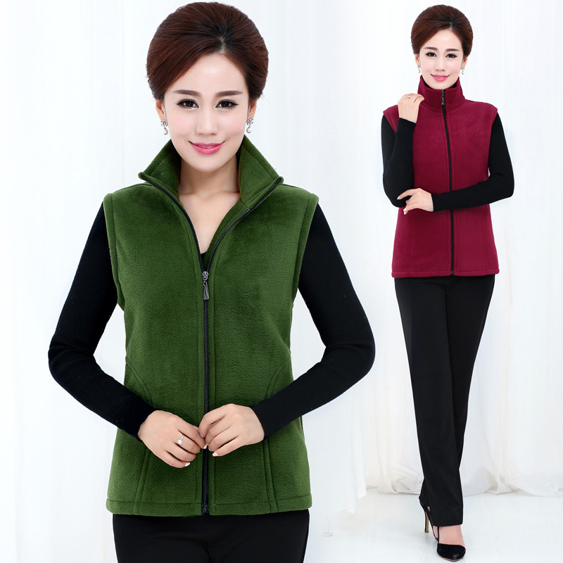 Mother's Clothing Autumn and Winter New Fleece Vest Middle-Aged and Elderly Warm Fleece Vest Middle-Aged Large Size Vest