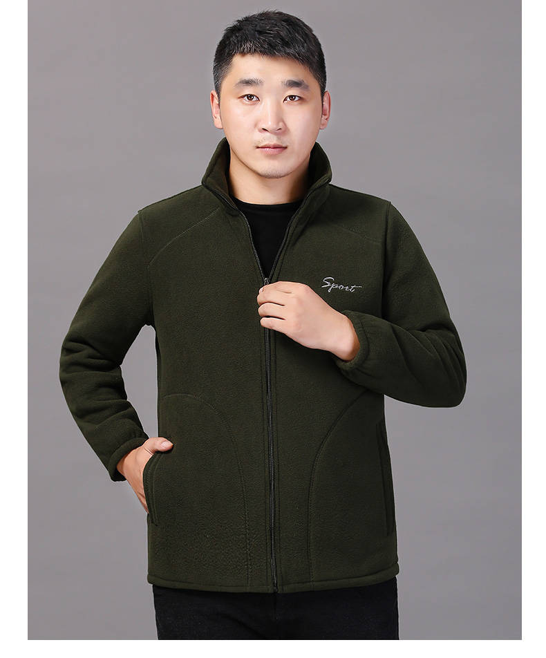 Mùa thu và mùa đông lông cừu giản dị áo len nam cộng với nhung dày ấm áp trung niên cha tải áo khoác lông cừu kích thước lớn áo khoác hoodie có dây kéo