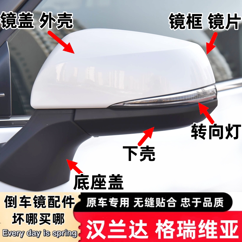 Suitable for 22-26 Models of Highlander Rearview Mirror Housing, Granvia Rearview Mirror Cover, Turn Signal Cover, Mirror Frame, Mirror Lens Suitable for 22-26 Models of Highlander Rearview Mirror Housing, Granvia Rearview Mirror Cover, Turn Signal Cover, Mirror Frame, Mirror Lens