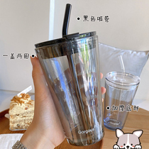 Nordic solid color high-end glass large capacity high-value household water Cup Northern Lights simple Net red coffee cup