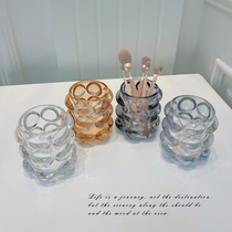 South Korea Ins Wind Glass Makeup Brush Barrel Containing Barrel Eyebrow Pen Holder Brief office Decorative Tabletop Pendulum pen holder