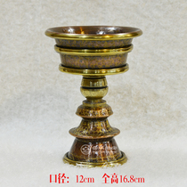 Religious supplies Nepal exquisite workmanship pure copper gilt carved butter lamp holder for lamp thickened lace lamp cup