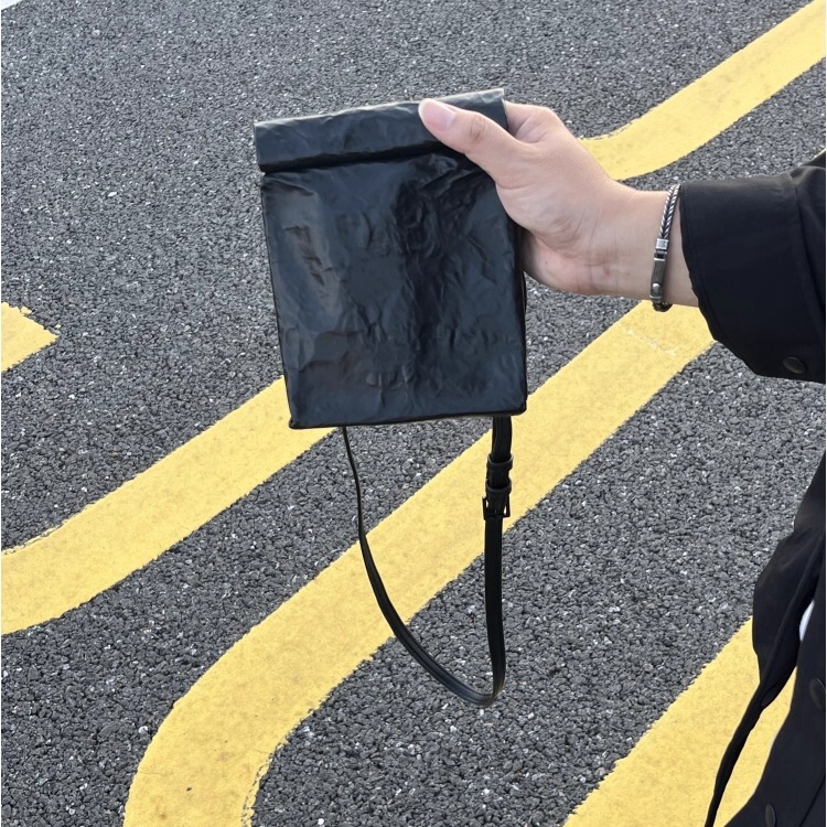 Hkk Bag Is a Fashionable and Versatile Crossbody Toast Bag for Men, a Small Portable Waist Bag Made of Pleated Dupont Paper, a Waterproof Phone Bag