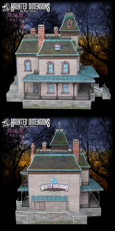 Mô hình giấy 3D Halloween của Ngôi nhà ma ám_Manor Building Mô hình giấy 3D Hướng dẫn tự làm - Mô hình giấy