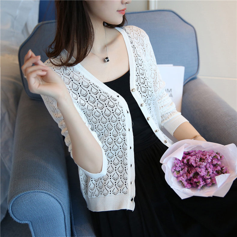 Đặc biệt hàng ngày áo len mỏng nữ áo len cardigan 2018 mùa hè mỏng phần quần áo chống nắng quần áo ngắn điều hòa áo khoác len nữ