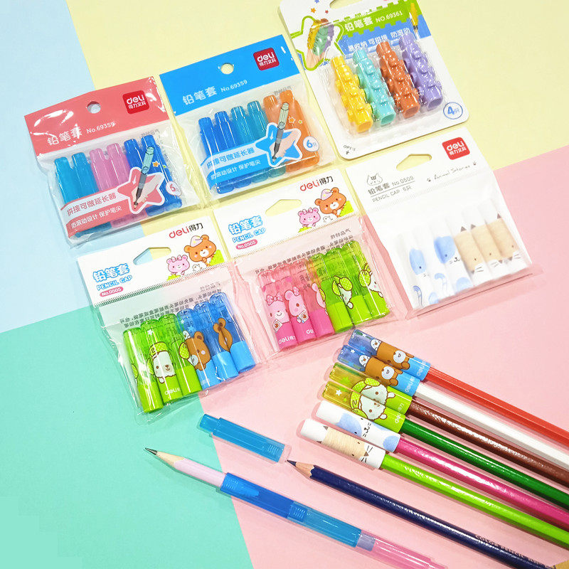 Wooden pole pencil extender protective sleeve pen cover for children used in nursery school for children in pencil cap with pencil cap