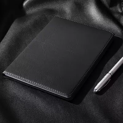 Del A5 black leather notebook 25K office meeting record book 7901 medium business notebook