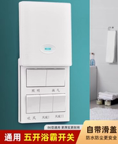 Suitable for Op Haier Panasonic bathroom heater switch five-on wind heating four-on light heating universal five-in-one 4-on 5-on panel