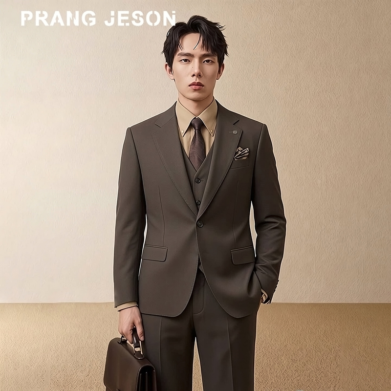 2026 Autumn Men's Suit Old Money Style Retro Groom Wedding Suit Brown Suit Business Professional Formal Wear