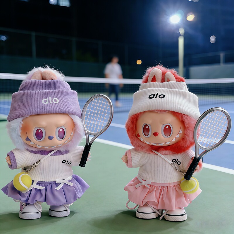 Labubu Doll Clothes Alo Tennis Sports Suit Front High-Energy First, Second, and Third Generation Labubu Lucky and Love Replacement Outfit