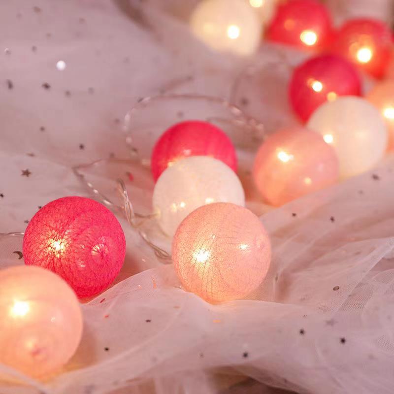 led net red ball lamp string ins fantasy cotton thread ball lamp romantic tent bed girl heart room atmosphere decoration
