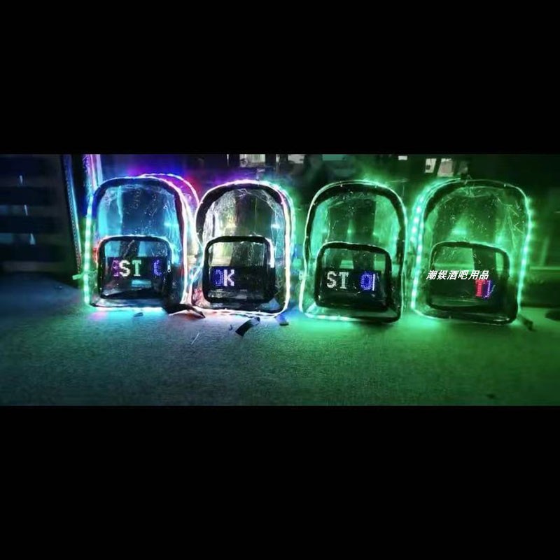 Bar KTV wide merchandise sales LED salute shell backpack walking word screen shoulders colorful luminous charging remote control transparent