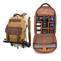 Large capacity camera bag shoulder retro liner waterproof canvas SLR professional camera bag men's large camera backpack