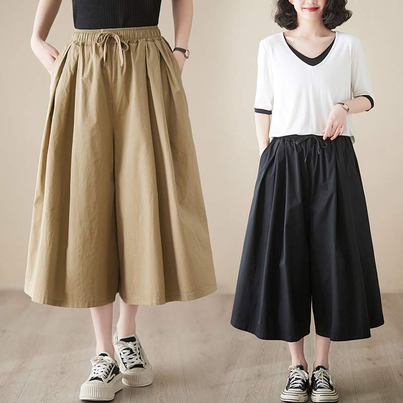 Clearance Sale of Big-Name Brands, Export Surplus, Cut-Label, Last Batch, Elastic Waist, Loose Wide-Leg Cropped Pants, Thin Casual Versatile Pants/Skirt Clearance Sale of Big-Name Brands, Export Surplus, Cut-Label, Last Batch, Elastic Waist, Loose Wide-Leg Cropped Pants, Thin Casual Versatile Pants/Skirt