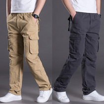 Overalls mens loose pants mens pants spring multi-pocket straight casual pants sports pants mens loose pants