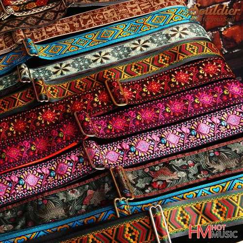 Элитная гитара ручной работы, подтяжки, с вышивкой, из натуральной кожи