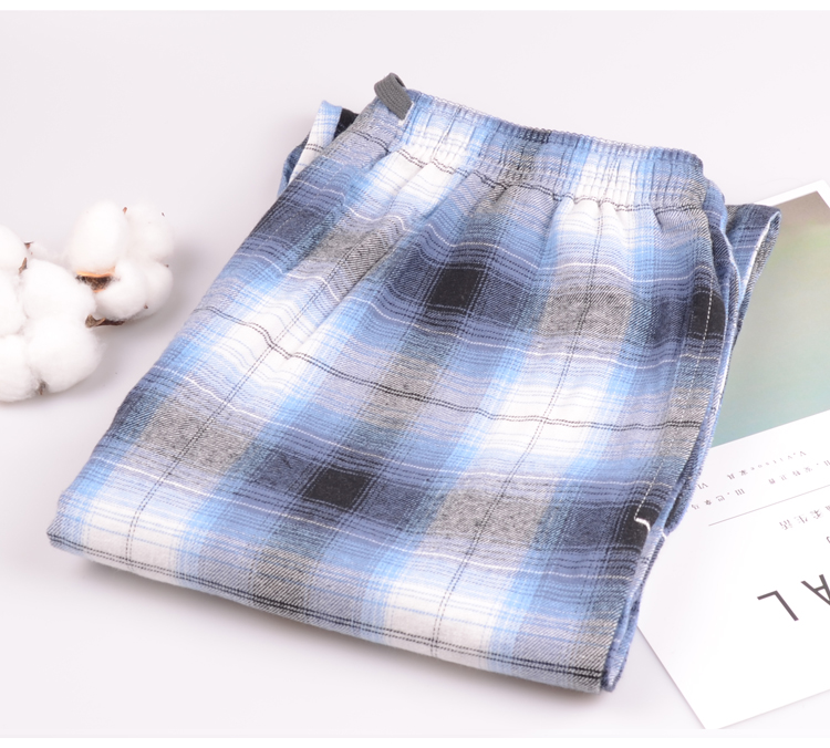 Quần ngủ nam mùa xuân và mùa thu cotton kẻ sọc kích thước lớn quần nhà giản dị quần lỏng mùa thu và mùa đông dày quần cotton nhà quần giữ nhiệt nam