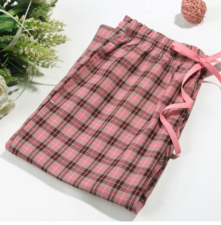 Bộ đồ ngủ mùa hè Cotton nữ trung niên Kích thước lớn mỏng thường xuyên mùa xuân và mùa thu tại nhà Cha mẹ Quần rộng Quần cotton nhà quần ống suông nữ