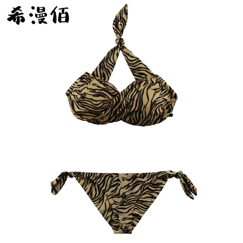 Ximan Bai 2020 new foreign trade original single gathered on the female sexy strapless bikini swimsuit Korea hot spring