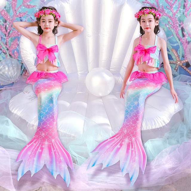 Mermaid Clothes Princess Tail ຊຸດລອຍນ້ໍາເດັກນ້ອຍເດັກຍິງ Split Bikini Baby Swimwear 2022 New Hot Spring