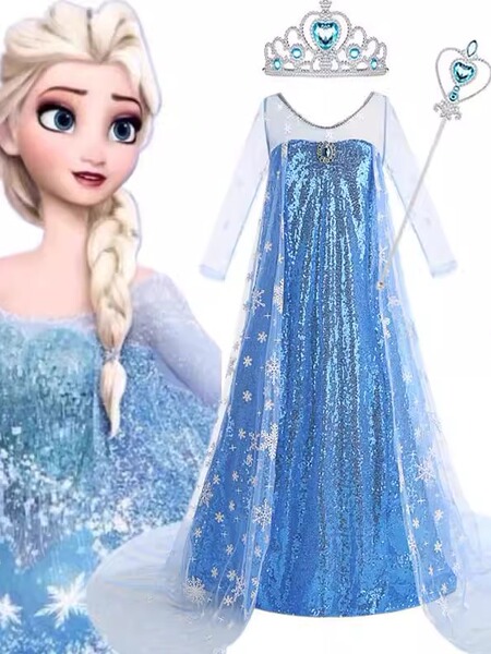 Elsa's Princess Dress Girl Summer Halloween Elsa Dress Frozen Clothes Elsa Elsa Dress