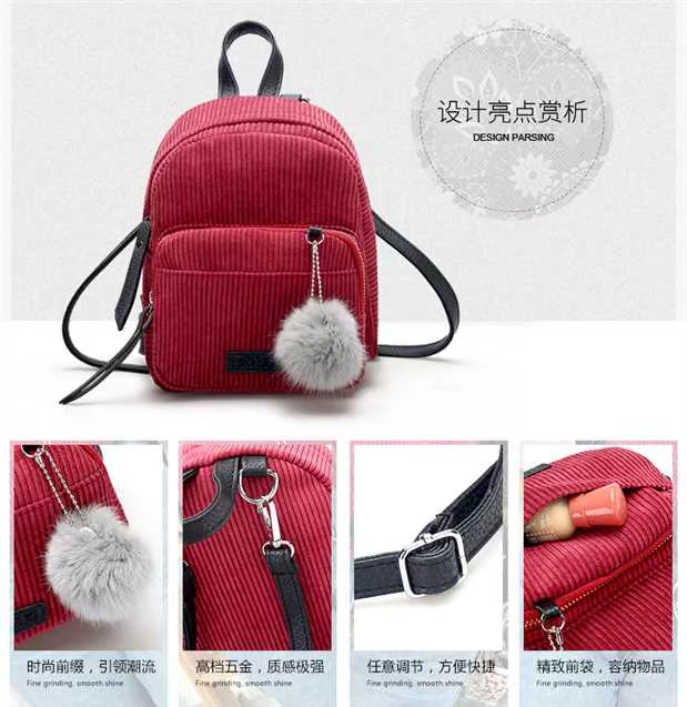 Ba lô nữ phiên bản Hàn Quốc 2017 mới thu đông hoang dã giải trí mini dễ thương wicking cashmere thời trang