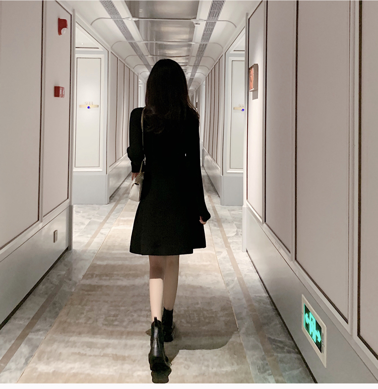 VK旗艦店 韓系雙排扣收腰顯瘦針織西裝領長袖洋裝