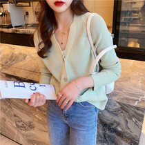 Knitted cardiovert woman spring and autumn thin new 2021 exploits external hitch long sleeve sweater jacket sunscreen Early autumn womens clothing