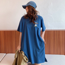 2022 Summer new Ocean Gas 100 Lap Pocket Short Sleeves Long length T-shirt Skirt Sloppy Skirt Easy fork hyppoon dress