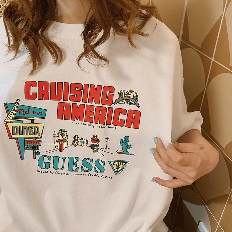 2022 Summer Dress New Loose LAZY WIND T-SHIRT WOMAN SHORT SLEEVE NET RED 100 HITCH ULTRA-FIRE PRINTED HALF SLEEVE BLOUSE TIDE