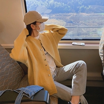 Leg-style Womens Fashion Spring Autumn Season 2021 New Style Retro Popular Lazy Loose Long Sleeve Knit Cardiovert Jacket