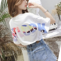 2021 summer new wild letter printing short-sleeved T-shirt women loose student ins super fire cec top clothing trend