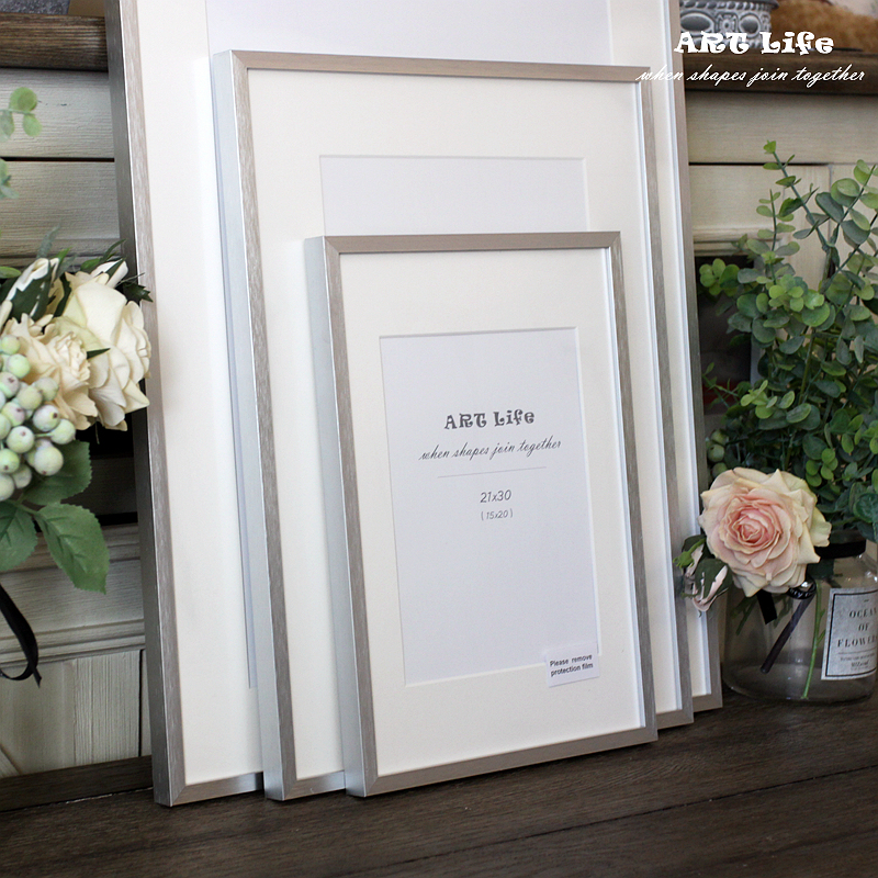 New Nordic Minimalist Photo Frame Modern Aluminum Alloy Decorative Picture Frame Silver Poster Frame Hanging A412 Inch 16inch 20inch