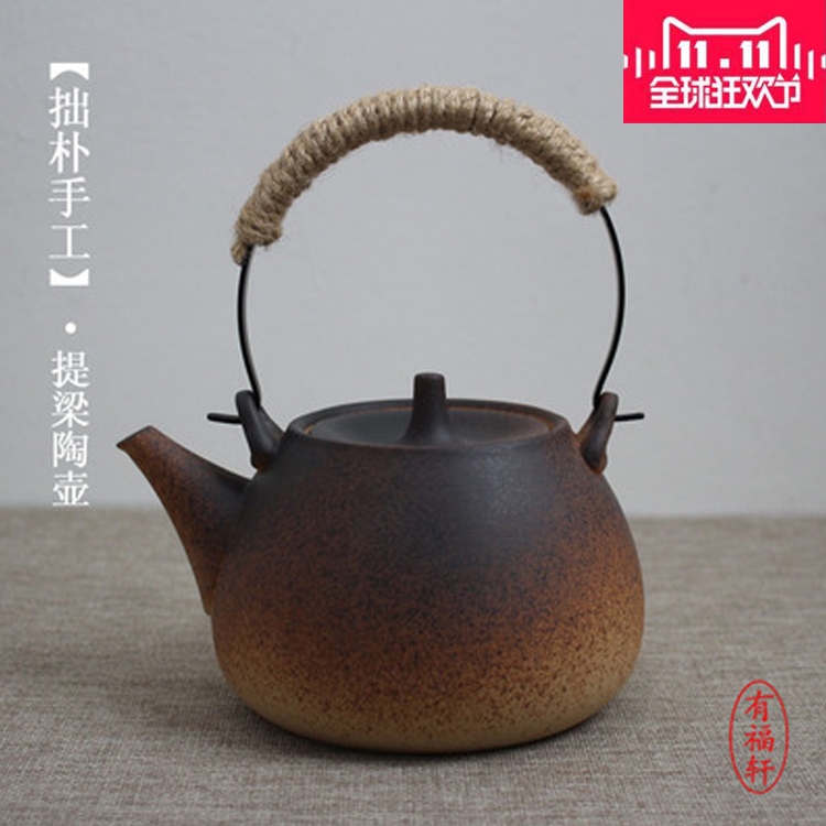 Firewood Burning Pottery Pot glazed Coarse Pottery Teapot Black Crystal Stove Charcoal Stove Alcohol Stove Special Cooking Tea Pottery Pot Boiling Water Teapot