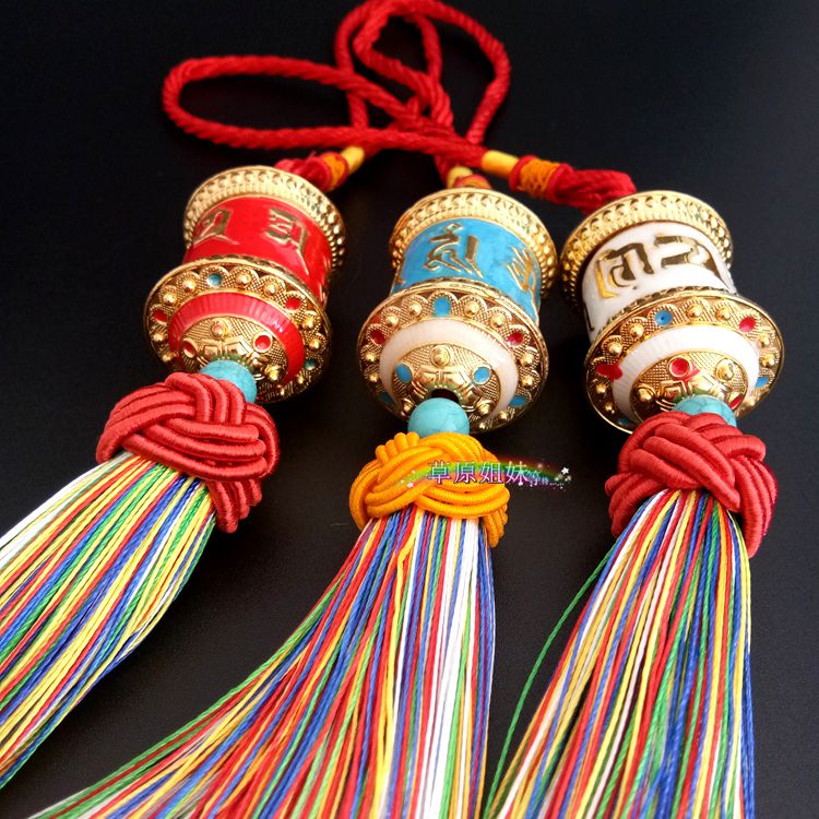 Tibetan characteristic car pendant Car ornaments Creative prayer wheel ornaments Rearview mirror ornaments holiday gifts