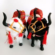 Black and white new simulation plush yak Tibetan characteristic model ornaments handmade Animal Toys Crafts