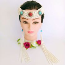 Female Mongolian head decorated with adjustable millet beads handmade beautifully decorated shader art photo ornament