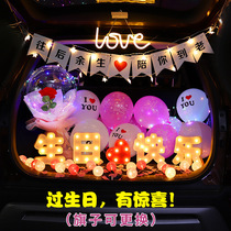 Trunk Birthday Surprise Romantic Courter White God Instrumental Scene Placement Car Tailbox Cross Year Happy Letter Light