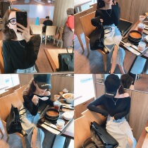 Mrs Qian thin long-sleeved T-shirt womens 2019 new summer thin all-match base shirt Korean version of the word shoulder top tide