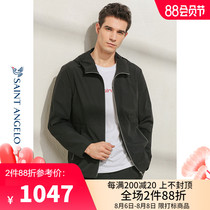 Saint Angelo brand spring new youth urban casual jacket slim-fit hooded black mens trend jacket