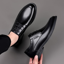 Leather Shoes Men Genuine Leather Business Authentic Menswear Men Youth Black Trends Soft-bottom Casual Men Shoes Groom Wedding Shoes