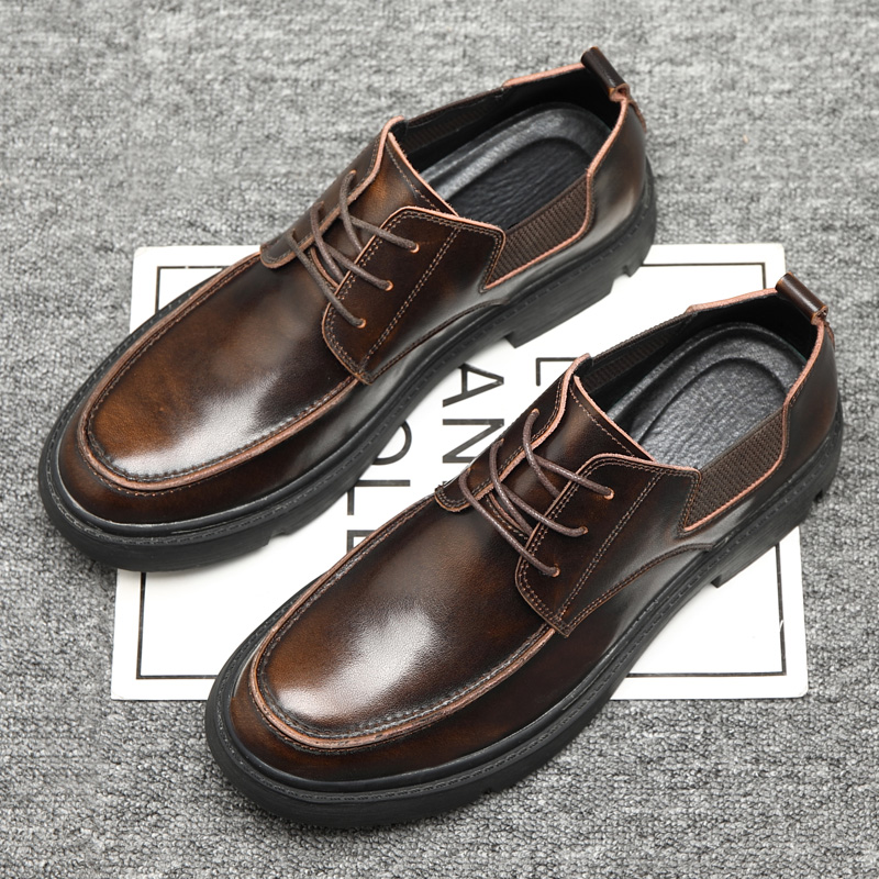 Di Luo shark men's shoes 2022 new spring and autumn men's all-match casual business formal leather shoes men's brown soft bottom big head