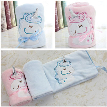 Unicorn roll blanket cartoon ຜ້າຫົ່ມເດັກນ້ອຍ soft folding blanket office nap flannel blanket cute small blanket