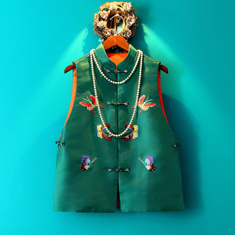 Xiaoxian National Feng 2021 new embroidered Tanghai Wanggown vest Chinese vest female