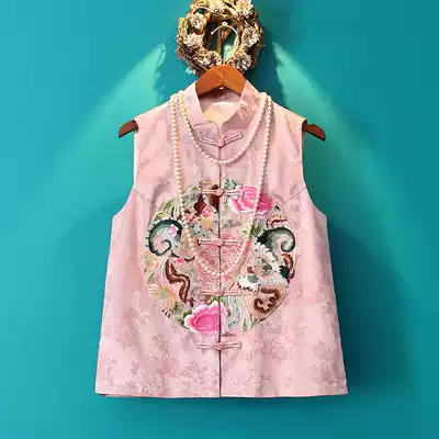 Genuine small good home national Chinese style female 2021 New embroidered waistcoat Chinese vest improved cheongsam vest